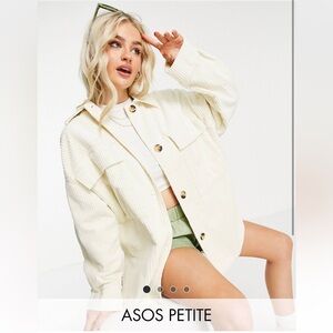 ASOS DESIGN🤍 Petite oversized cord shacket in cream UK6/US2 can fit UK8-10
